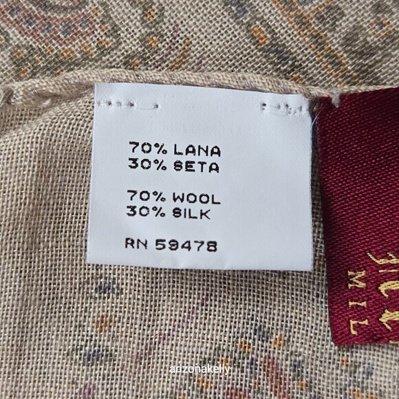 NWOT Altea Wool & Silk Large Square Scarf Muted Grey and Pink Hand-Stitched Hem - Picture 7 of 16